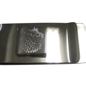 Silver Toned Square Etched Spikey Puffer Fish Fugu Blowfish Money Clip